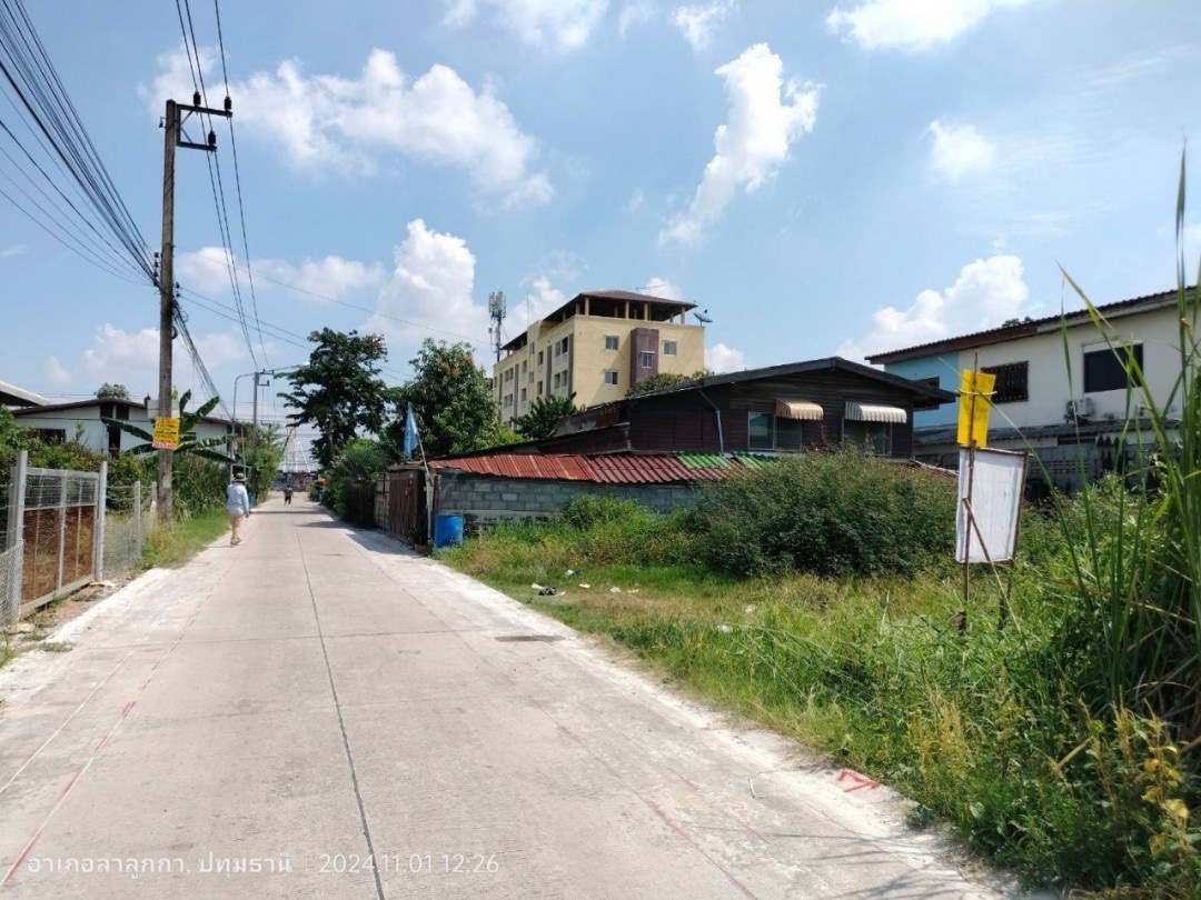 ขายที่ดินคลองเจ็ด 65 ตารางวา ติดถนนคอนกรีตสาธารณะ ถมแล้ว ซอย เมตตา อ.ลำลูกกา จ.ปทุมธานี