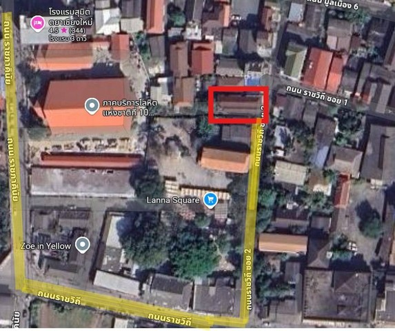 ขายเกสเฮ้าส์ ตึก 3ชั้น 20ห้อง ห้องน้ำในตัว เนื้อที่ 65 ตร.วา ราชวิถี  เชียงใหม่  ที่ตั้ง : ตำบลศรีภูมิ อำเภอเมืองเชียงใหม่ เชียงใหม่ 50300  ขนาดเนื้อที่ : 65 ตารางวา