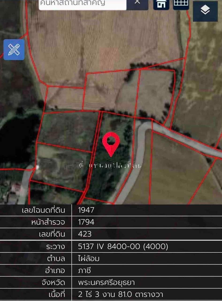 ขายที่ดินแหล่งธรรมชาติ เหมาะสำหรับปลูกบ้านพักอาศัยหรือสวนผลไม้ พระนครศรีอยุธยา 